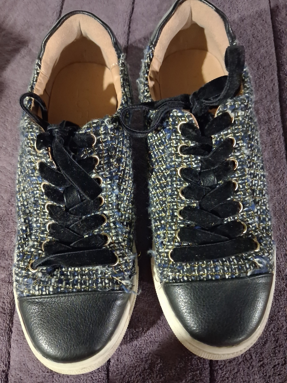 LOFT Tweed Lace-Up Sneakers in Black and Navy